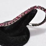 Source Unknown Vintage Tennis Bright Pink Rhinestone Black Metal Glam Y2k Stretch Bracelet Photo 1