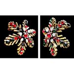 Christmas Snowflake Brooch Pin Star Red Green Crystal Accents Festive Wi… Photo 4
