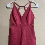 ASTR dark pink lace accent asymmetric dress Photo 2