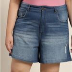 Women's plus size 22 Denim cuffed Jean shorts Distressed Bermuda Sz 22 waist 38 Blue Photo 8