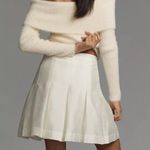 Anthropologie Maeve Pleated Taffeta Mini Skirt (NEW Ivory Size 14) Photo 3