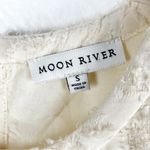 Moon River Cream Crop Raised Polka Dots Lace Trim Sheer Long Sleeves Top Small Photo 2