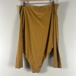 Ambiance Mustard Ribbed Long Sleeve Bodysuit Yellow Size M Photo 2