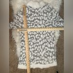 Lands' End Mock Neck Tunic Sweater Grey & White Cheetah Print size Large Photo 7