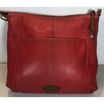 Fossil Morgan Large Zip Top Crossbody/Messenger Bag Real Red Leather READ Photo 2