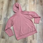 Adidas  | Pink Trefoil Raw Hem Oversized Pullover Drawstring Hoodie Photo 2