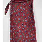Vintage Wrap Pencil Midi Skirt Size 16 Red Aztec Western Southwestern Bohemian Photo 0