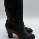 Jimmy Choo  Black Soft Leather Sophisticated Pull On Mid Calf Heel Boots 38.5 Photo 0