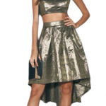 Lulus Pure Brillance Metallic Cami Skirt 2pcs Set Gold Size M Photo 0