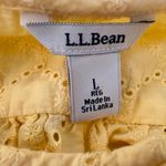 LL Bean Womens Top L Eyelet Lace Popover 100% Cotton Butter Yellow Boho Peasant Size L Photo 4