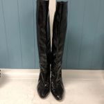 Salvatore Ferragamo Women Sz 7.5 Black Patent Leather Tall Knee High Heel Boot Photo 4