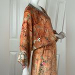 Camilla Orange Fooral Split Pocket Maxi Long Sleeve Size Small Dress Photo 7