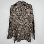 Calvin Klein sweater large cowl neck pullover leopard print tunic black tan Photo 3