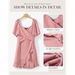 NEW V Neck Smocked Tiered Belted Ruffle Hem Mini Dress L Pink Size L Photo 5