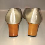 Stuart Weitzman  Women’s Color Block Orange Satin Beige Square Toe Block Heels Photo 3