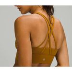 Lululemon  Energy Bra High Neck Long Line Tough Size 6 Gold Spice Mustard Crop Photo 3