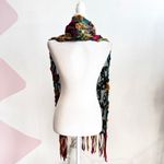 Two’s Company Floral Embroidered Sheer Scarf Ethereal Cottagecore Romantic Green Photo 1