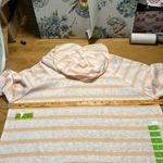 Earth Yoga Organic Cotton Blend Striped Hooded Pullover Lightweight Burnout White Size L Photo 14