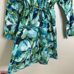 womens beach coverup Swim Tropical Resort Vacation 100 Cotton Boho M Floral Blue Size M Photo 8