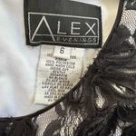Alex Evenings Black Embellished Goth Cocktail Dress Wedding Ribbon Lace 3D Rose Photo 1