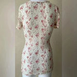 Maurice's  | White & Pink Floral Lace Sheer T-shirt Top | Extra Small XS Photo 1