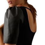 Anthropologie NEW SINGAPORE BLACK VEGAN FAUX LEATHER TOP S Photo 2