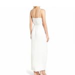 Everly White Satin Ruffle Front Slit Mock Wrap Maxi Dress Large Photo 3