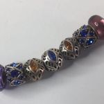 Authentic Chamilia Sterling Silver Charms 7 purple leather necklace 20" long Photo 5