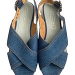 Marc Jacobs Denim Platform Wedge Espadrille Sandals Rhinestone Buckle Sz 37 Photo 0