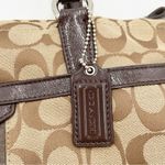 Coach  F28504 Brown Tan Signature Stripe Shoulder Tote Bag Purse Classic Logo Photo 2