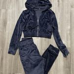 Navy blue High Waist Joggers & Cropped Top SweatSet Size M Photo 2