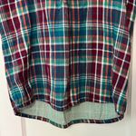 Soft Surroundings  plaid henley top rainbow multicolor 100% cotton medium petite Photo 7