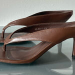 VIUGJNEX Women’s Brown Thong Heels – Size 8.5 – Square Toe Kitten Heel Sandals Photo 0