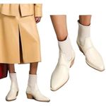 Chloé NEW Chloe Nellie Western Ankle Sock Boots Leather White Size IT41/US11 Photo 1