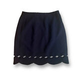 Club Monaco  Atrina Skirt Size 4 Black Scalloped Cutout Hem Pencil A Line Skirt Photo 1