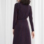& Other Stories & Other Stories Glitter Stripe Long Sleeve Wrap Dress Blue Brown Gold Size 4 Photo 2