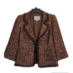 Classiques Entier  Cropped Blazer Jacket Brown Rust Small Tweed Wool Blend Photo 0