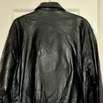 Napoline Genuine Leather Vintage Black Leather Bomber Jacket w. Patchwork Detail Photo 6