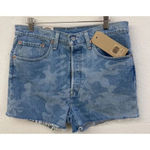 Levi's Levi’s 501 Original Blue Camo Print Cutoff High-Rise Jean Shorts‎ Size 31 New​​​ Photo 7