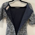 LELA ROSE Women's Navy Floral Rose Print Drape Crew Neck Pencil Dress, Size 8 Photo 9