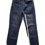 Topshop Straight Raw Hem Black Denim Popper Snap Cropped High Waist Jeans Sz 28 Photo 8