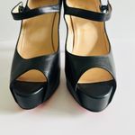 Christian Louboutin Zeppa Peep Toe Mary Jane Pumps Black Leather Size 40 5" Heel Photo 3