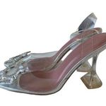 Unbranded Designer Inspired Silver Begum Glass‎ Slingback Women's Pumps Size 6 Photo 0