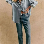 Sézane Sezane Max Shirt Very Light Denim Pearl Snap Button Sz 36 / S Photo 0