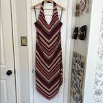 Y2k vintage stripe scarf hem halter midi dress Pink Size 14 Photo 1