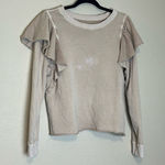 Pistola  Distressed Crew Neck Ruffle Long Sleeve Sweatshirt Sweater‎ Size Small Photo 0
