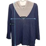 Vintage Womens Faux Two Piece Blouse Hooded Top Long Sleeve Navy Gray Casual Y2K Blue Size undefined Photo 3