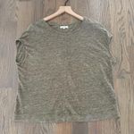 Madewell Cap Sleeve Miracle 100% Linen Tee B9155 in Heather Olive Green Small Photo 5
