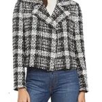 Alice + Olivia NWT Black and Off White Tweed Moto Jacket Photo 0