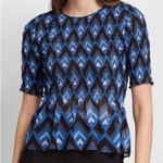 Club Monaco Luceenie Abstract-Print Ruched Peplum Top Photo 0